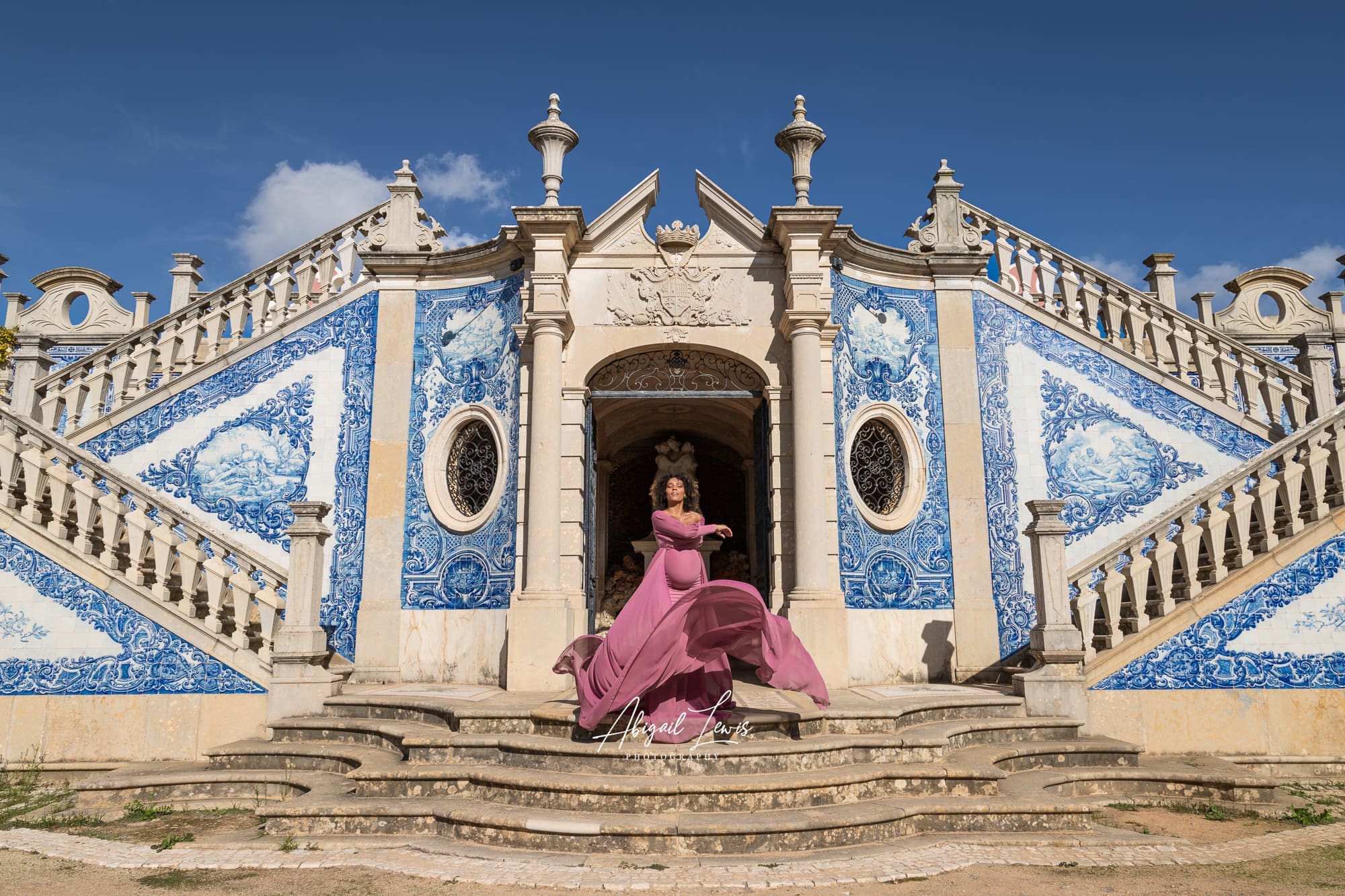 Destination Maternity Photography Image in a palace in Portugal